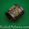 Viking Leather Cuff with Norse Serpents