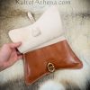 Medieval Leather Belt Pouch with Embossed Crosses