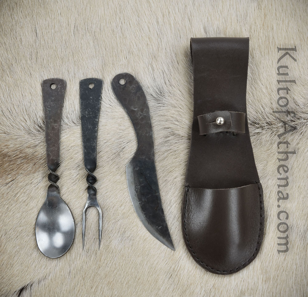 Cutlery Set with Black Suede Leather Bag - Irongate Armory