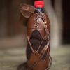 Laced Leather Bottle Holder - Brown