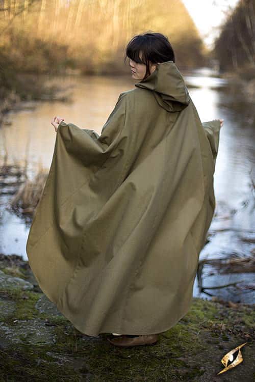 By The Sword, Inc. - Medieval Hooded Cloak - Green Twill