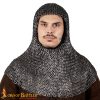 DFNT Chainmail Coif - Dome Riveted Titanium Flat Rings
