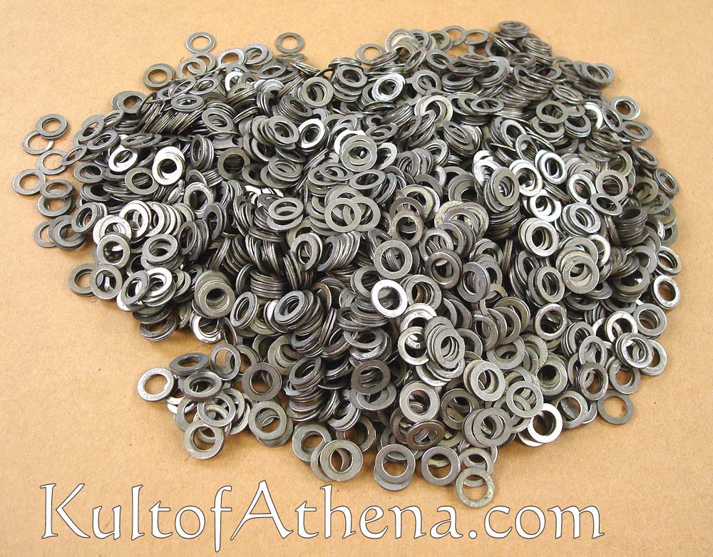 2 kg Loose Chainmail Rings - Mild Steel Solid Flat Rings - 18 gauge / 9 mm