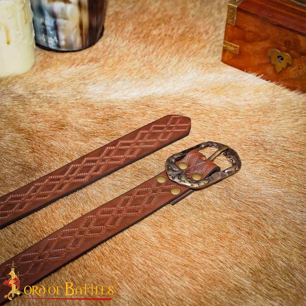 Fantasy Ranger Handcrafted Genuine Leather Belt - Brown - Lord of