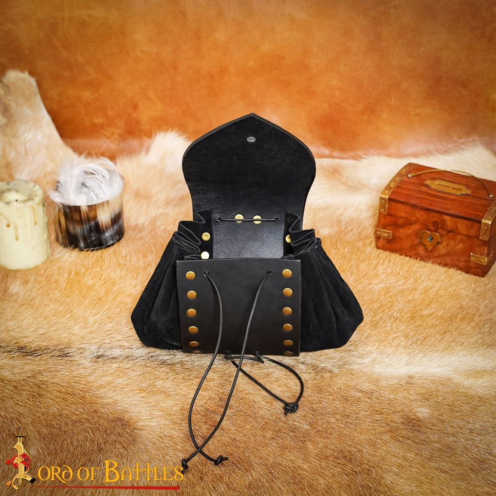 Adventurer's Medieval Pouch in Buff and Suede Leather - Black - Lord of  Battles - Kult of Athena