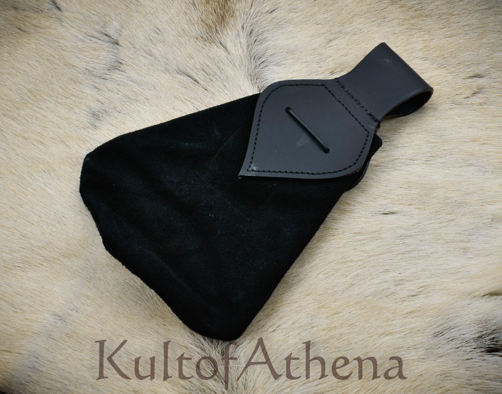 Medieval Leather Belt Pouch - Real Horn Toggle - LORD OF BATTLES